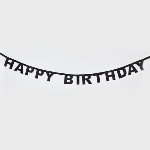 Black Glitter Happy Birthday Garland (6 ft)