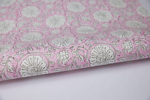 Hand Block Printed Gift Wrap Sheets -Mughal Garden Soft Rose