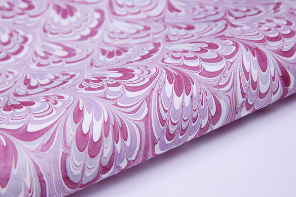 Hand Marbled Gift Wrap Sheets - Orchid Plume