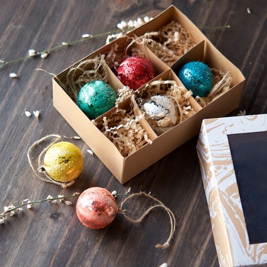 Marbled Jewel Tone Boxed Ornaments