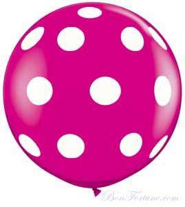 Polka Dot Peony Giant Round Balloon with Ribbon Tassel