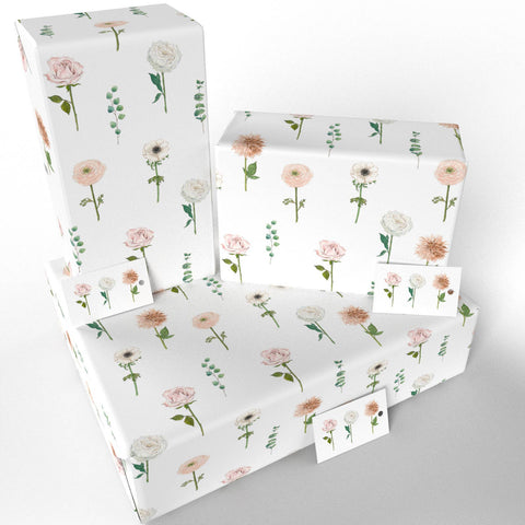 Wedding Carnations Wrapping Paper • 100% Recycled • UK Made