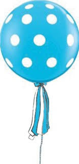 Polka Dot Robin's Egg Giant Round Balloon with Ribbon Tassel