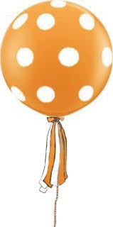 Polka Dot Orange Giant Round Balloon with Ribbon Tassel