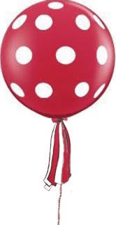 Polka Dot Red Giant Round Balloon with Ribbon Tassel