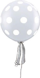 Polka Dot Clear Giant Round Balloon with Ribbon Tassel
