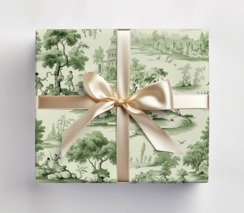 Green  Toile Gift Wrap