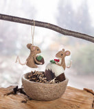 Mouse with Christmas Pudding Ornament-3"H