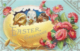 Greeting Card EA-66 Easter Greeting, Chicks in Egg