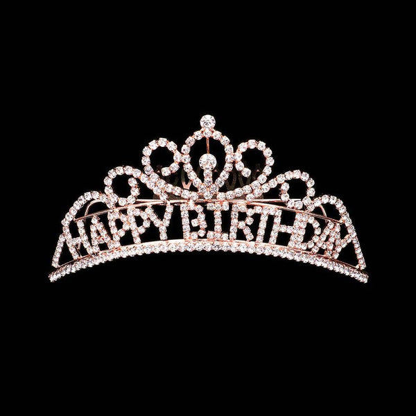 HAPPY BIRTHDAY Rhinestone Party Tiara: Clear,Silver