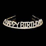 HAPPY BIRTHDAY Rhinestone Pave Party Tiara: Gold