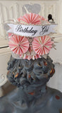 Crown Tiara Glitter n Ribbon: Cream Music Notes / Happy Birthday