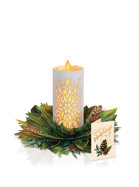Holiday Candle with Lights (6 Pop-up Greeting Cards)