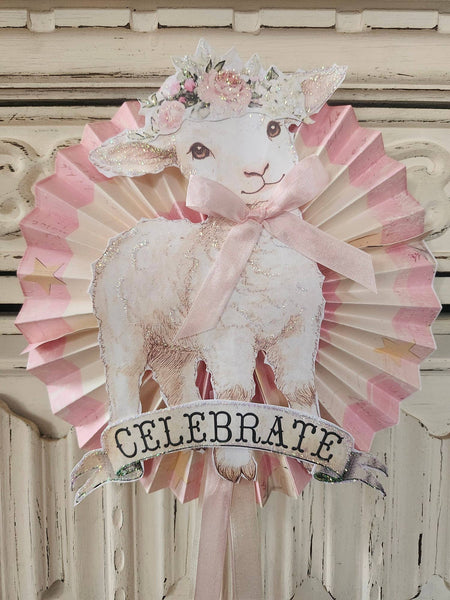 Spring Lamb n Roses Celebrate Wand Decoration