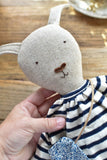 Ruthie the Rabbit – Heirloom Wool Doll in Harbor Stripe Set