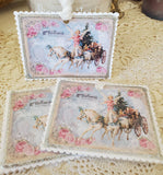 Christmas Angel Chariot n Roses Gift Tag Ornament Keepsake