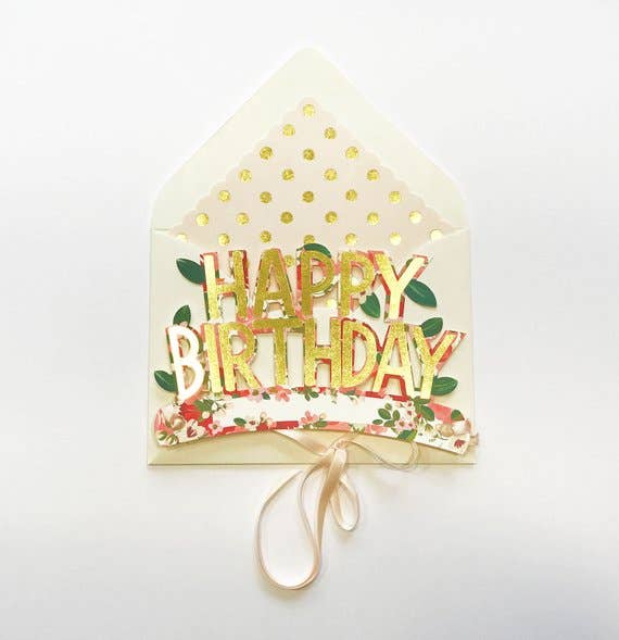 Wearable Happy Birthday Crown in Floral
