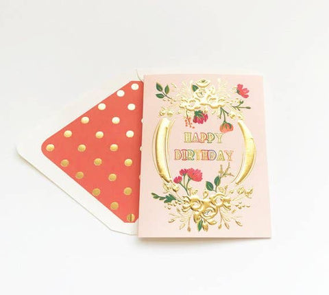 Happy Birthday Gold Embossed Greeting Card