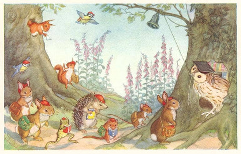 Postcard KF-844 Forest Animal Visit Owl