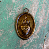 Brass Medallions: Oval Crown Hearts