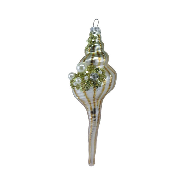 Shimmer Long Spiral Shell Orn