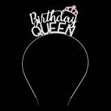 Birthday Queen Rhinestone Metal Headband: Rhodium