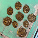 Brass Medallions: Oval Crown Hearts