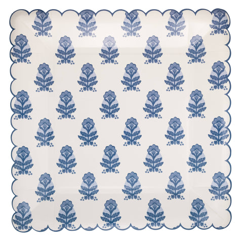 BLU1242 - Blue Flower Block Print 10" Plate
