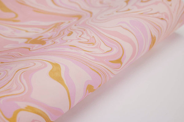 Hand Marbled Wrapping Paper Sheets - Free Spirit Marshmallow