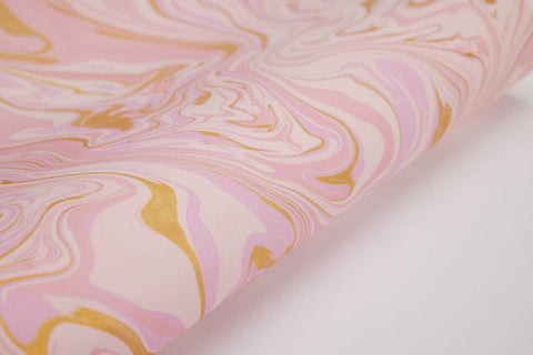 Hand Marbled Wrapping Paper Sheets - Free Spirit Marshmallow