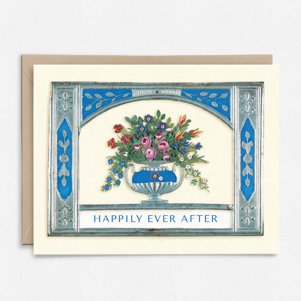 Happily Ever After Wedding Card | Vintage Floral | Collage: Packaged in Plastic Sleeves