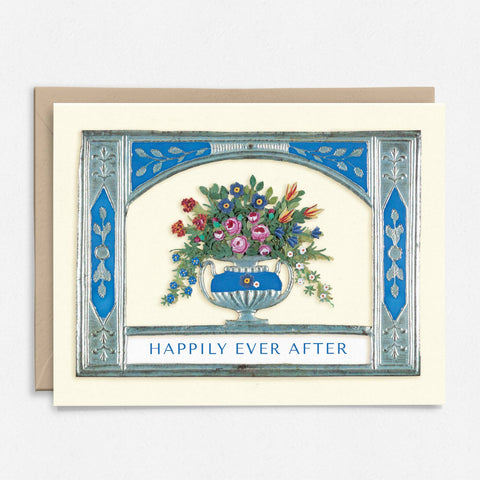 Happily Ever After Wedding Card | Vintage Floral | Collage: Packaged in Plastic Sleeves