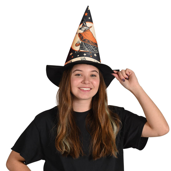 Vintage Halloween Felt Witch Hat, one size fits most
