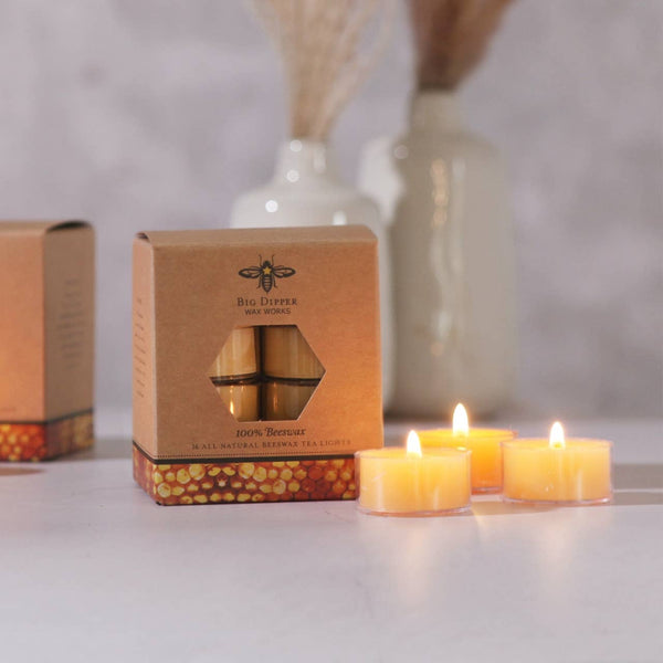 Pure Beeswax Tea Lights: Case of 6 Packs (8)