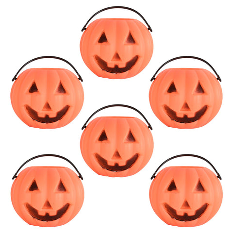 Plastic Miniature Pumpkin 3" x 2¾" Buckets, 6 per pack,