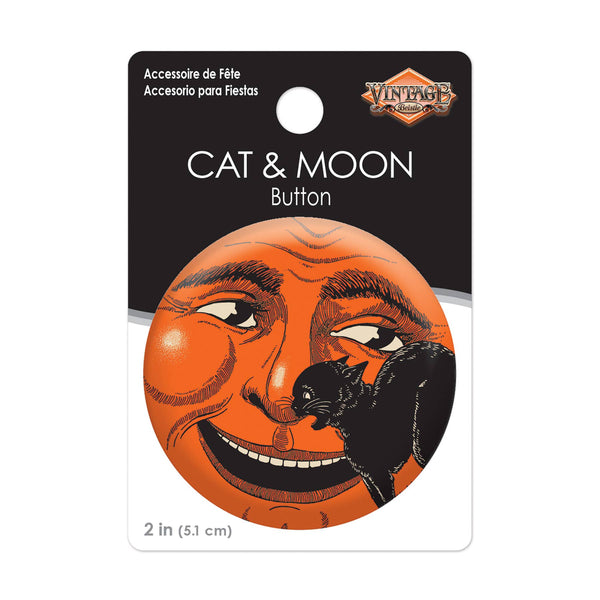 Vintage Halloween Cat & Moon 2" Button