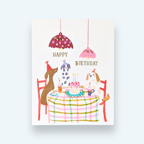 Happy Birthday Card | Gold Foil Pups Party
