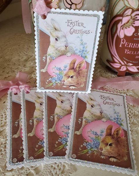 Easter Bunnies n Pink Egg Gift Tag
