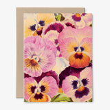 Pansies Greeting Card | Violas | Any Occasion | Floral | Vintage: Packaged in Plastic Sleeves