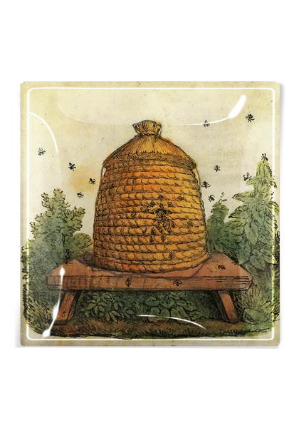 Beehive Etching Decoupage Glass Tray: 6"X 6"