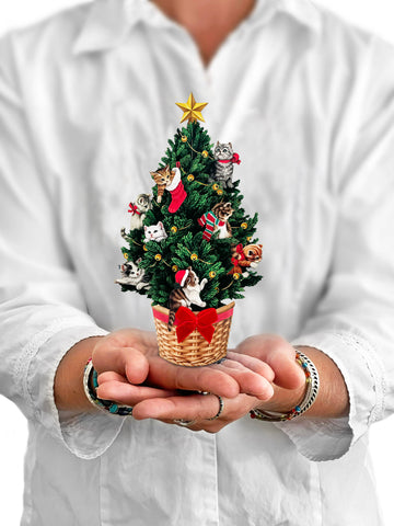 Mini Meowy Christmas Tree (10 Pop-up Greeting Cards)