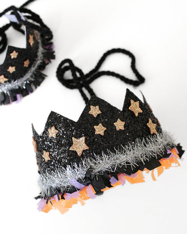 Halloween Sparkle Witch Mystical Dress Up Costume Crown : Orange & Purple