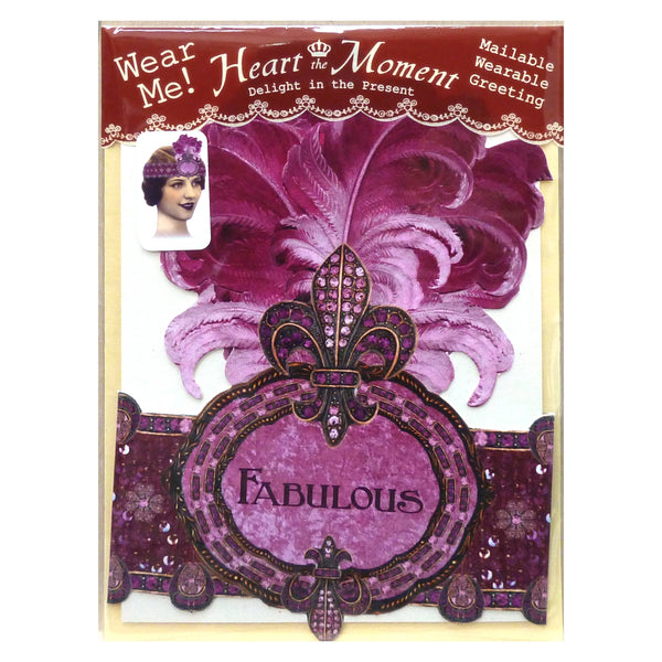Greeting Card with Tiara, Fabulous, Feathers