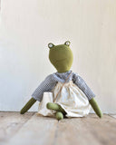 Fern the Frog — Heirloom Wool Doll in Golden Field Skirt