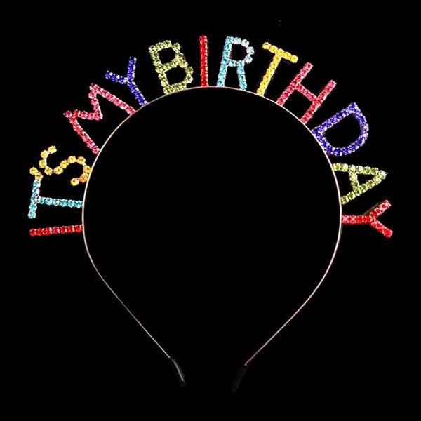 IT IS MY BIRTHDAY Rhinestone Headband: Multi