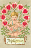 Postcard VL-22 To My Valentine, Cupid with Key