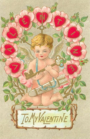 Postcard VL-22 To My Valentine, Cupid with Key