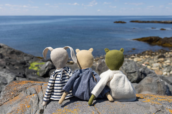 Ruthie the Rabbit – Heirloom Wool Doll in Harbor Stripe Set