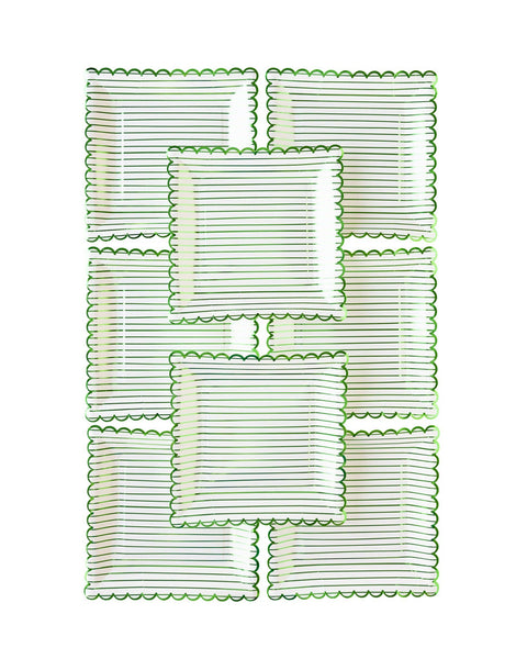 SPD1040 - Green Striped Paper Plate
