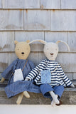 Ruthie the Rabbit – Heirloom Wool Doll in Harbor Stripe Set